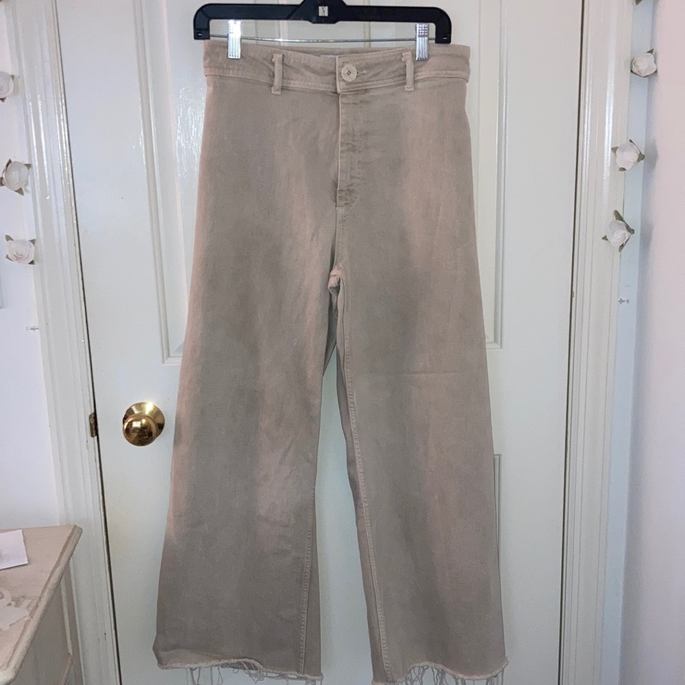 Zara Marine Straight pant in Stone, size US 8